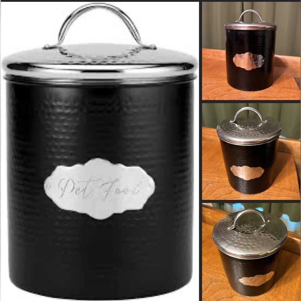 Amici Home Cavalier Black Chrome Enamel Metal Tin Pet Food XL 118 ounces